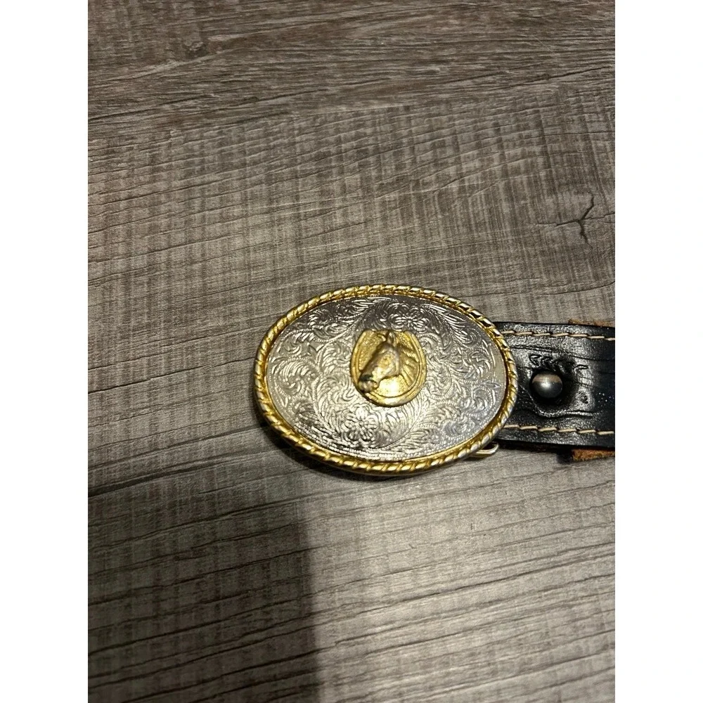 Leather children's belt black w buckle